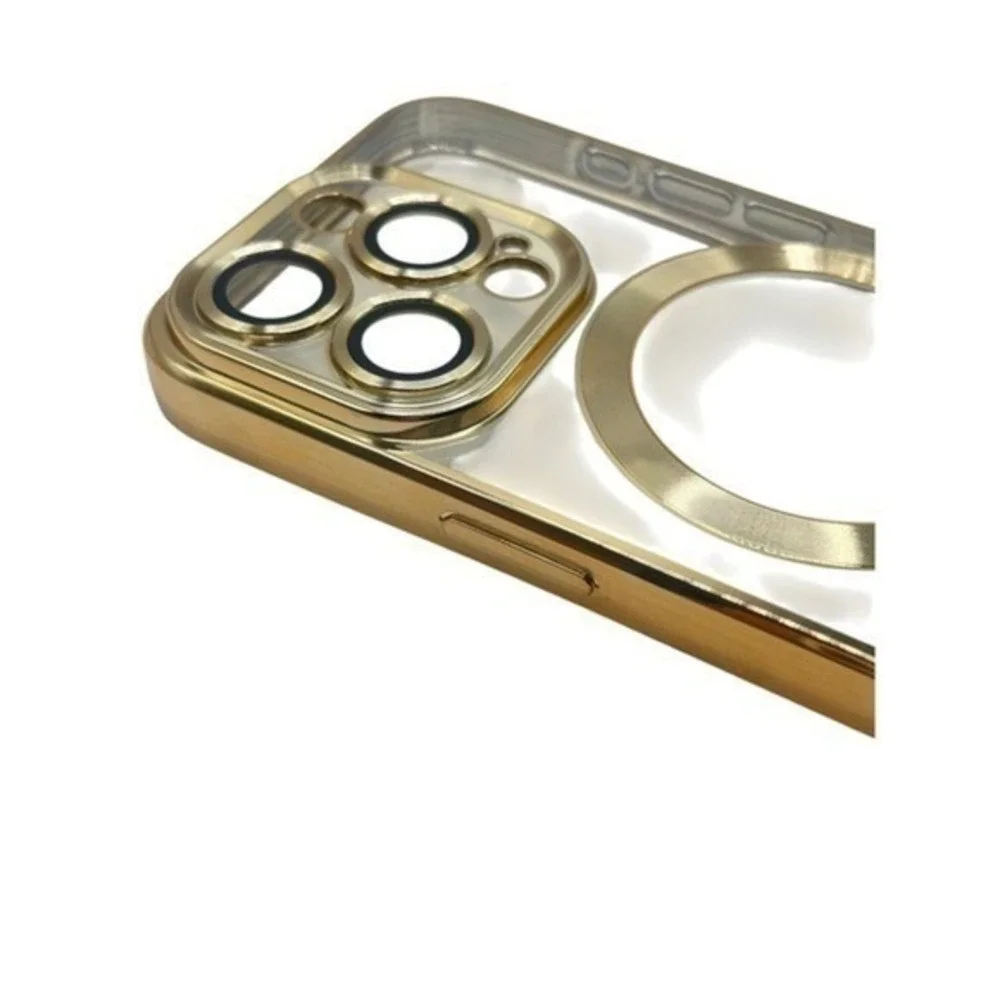 iPhone 15 Pro Max Clear Protective Case Gold Metallic Trim NEW‎